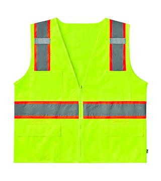 ICO-B-015 - Class 2 Deluxe 6 Pocket Vest - Safety Green