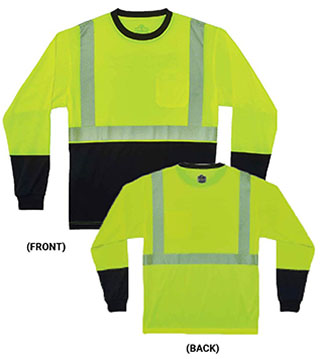 ICO-B-123 - Hi-Vis Performance L/S T-Shirt - Lime, Black Bottom